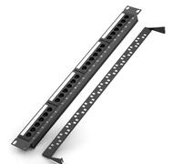 Iyalezirk Panneau de Brassage 24 Ports CAT6 UTP RJ45 Panneau de Brassage RJ45 Panneau de Brassage 24 Ports 19 Pouces 1U Cadre de Câble Façade en Rack 50U Plaqué Or,