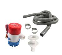 Iyalezirk Pompe à Binza 12 V avec Hosping avec Tube, Kit d'Installations de Pompage pour Bilge Comprend 2 Pinces en Acier Inoxydable