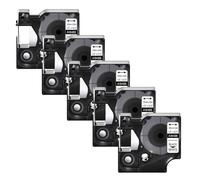 IYBYNYHN Ruban d'étiquettes en Nylon Flexible, Noir sur Blanc, 12mm, 5 pièces, Compatible avec 18488 18489(5PK Nylon White)