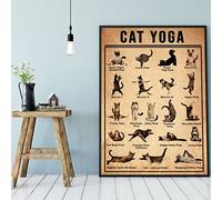 Iyengar Poster de yoga en forme de chat Asanas pour la pratique du yoga de la maison, pour les amateurs de yoga, décoration d'intérieur, cadeau pour les propriétaires de chats, pour les exercices de