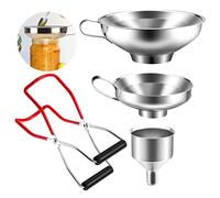 iYinJuan 4 Pcs Entonnoir de Cuisine en Acier Inoxydable avec Pince à Bocal de Conservation, Petit Entonnoir Confiture Entonnoir, pour Liquides, Parfums, Poudres, Huiles (Argent)