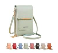 iYmitz Sac Bandoulière Femme Pochette Téléphone Portable - Pour Femmes Avec Fenêtre Pour Écran Tactile Et Pince À Une Épaule - Petit Sac Bandoulière - Sac À Main (Vert, A)