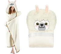 iyoimono Blanc Lama Alpaga Couverture portable Lama Alpaga Cadeaux Couverture canapé Couverture douillette Lama Alpaca Wearable Hooded Blanket Cadeaux pour femmes adultes filles et enfants 152*125cm