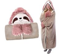 iyoimono Cadeau Paresseux Rose pour Femme Couverture Portable Cadeau Paresseux Couverture Canapé Sloth Couverture Moelleuse Cartoon Douillette Motif Animal Mignon Couverture Salon 152 * 125cm