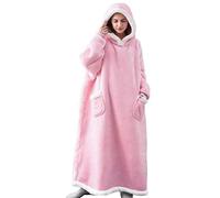 iyoimono Couverture à capuche pour homme et femme - En polaire flanelle - Pull surdimensionné et doux - En sherpa - Couverture TV moelleuse avec manches - Pull surdimensionné - Portable, Rose clair,