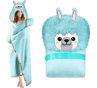 iyoimono Couverture Portable en Alpaga Bleu Lama - Cadeau Douillet pour Canapé - Pour Femmes, Adultes, Filles et Enfants - 152 x 125 cm