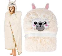 iyoimono Peluche Blanc Lama Alpaga Couverture Portable Doudou Cartoon Motif Animal Mignon pour Femme Canapé Salon 152 * 132cm
