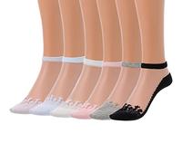 IYOU 6 Paires Verre Engrener Chaussettes Gris La Cheville Virer Chaussettes Respirant Transparent Dentelle Court Chaussettes pour Femmes et Filles,bleu, blanc, violet, gris, noir, rose,Taille 38-40