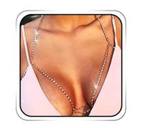 IYOU Bling Strass Chaîne de Corps Or Cristal Scintillant Chaîne de Soutien-gorge Sexy Bikini Boîte de Nuit Chaîne de Poitrine Accessoires pour Femmes et Filles