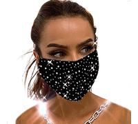 IYOU Briller Cristal Bouche Couverture Noir Réutilisable Visage Masques Bling Strass Mascarade Visage Couverture Halloween Génie Costume Décoration Bijoux pour Femmes et Filles