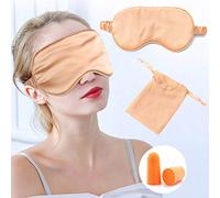 IYOU Femmes Soie Oeil Couvrant or Mulberry Soie Sommeil Masque de sommeil Satin Soie Oeil Couverture Voyage Sieste Méditation Oeil Masques avec Bouchon d'oreille pour nuit Dormir