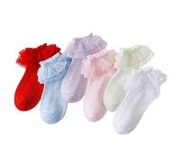 IYOU Fille Volants Chaussettes Weiß Gerüschte Socken Princesse Habillées Froufrous Chaussettes de pour Bébés et Enfants Bas âge (6 Paires)