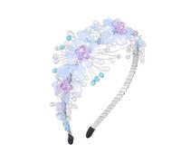 IYOU Fleur Filles Serre-têtes Bleu Fleurs Communion Bandeaux Perlé Cristal Pièce de Tête Mariage Mariée Accessoires de Coiffure pour Filles