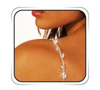IYOU Lot de 2 Bretelles de Soutien-gorge en Cristal pour Femme Motif Feuille Argent Avec Strass Scintillants Pour Boîte de Nuit