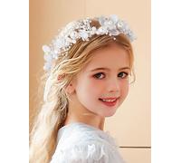 IYOU Mariage Morceau de cheveux Or Perle Bandeau De Mariée Bébé Souffle Cristal Cheveux Vigne pour Princesse Les Filles de Fleurs(Argent)