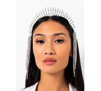 IYOU Marie Halo Couronne Bandeau Or Scintillant Strass Déesse Casque Gland Mariage Fête Costume Diadème de Cheveux Chapeaux pour Femmes et Filles (Argent)