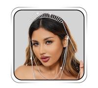 IYOU Marie Halo Couronne Bandeau Or Scintillant Strass Déesse Casque Gland Mariage Fête Costume Diadème de Cheveux Chapeaux pour Femmes (Argent-B)