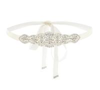 IYOU Strass Appliqué Ceinture de Mariée Argent Perle Ceintures Habillées Bling Cristal Bal de promo De Mariée Mariage Ceinture Ceinture avec Ivoire Ruban pour Fête Bal de Promo Robes de Soirée