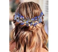 IYOU Vigne Cheveux Mariage Mariée Serre-tête Feuilles Bleu Accessoire Cheveux Invitée Mariée Demoiselle D'honneur Cristaux pour Femme