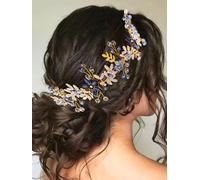 IYOU Vigne Cheveux Mariage Nuptial Pièce de Tête Feuille Or Accessoires de Cheveux Mariée Invitée Fleur pour Femmes