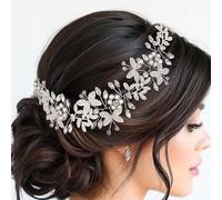 IYOU Vigne Cheveux Mariage Papillon Serre-tête Mariée Feuille Argent Accessoires Cheveux Mariées Invités étincelant Cristal pour Femmes
