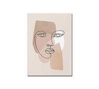 iYoucase Abstrait Beige Femme Visage Ligne Murale Art Toile tableau Peinture Boho Plante Affiche Imprimer Nordique Murale Tableaux Salon Chambre Decoration À La Maison 50x70cm Sans Cadre
