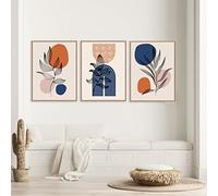 iYoucase Abstrait Boho Murale Art Arbre Ligne Feuille Affiche Et Arc-En-Ciel Géométrique Toile tableau Peinture Nordique Murale Tableaux Pour Salon Decoration 50x70cmx3 Sans Cadre