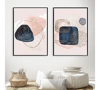 iYoucase Abstrait géométrique affiches Toile tableau peinture blush rose or brosse crème Murale art Tableaux pour salon moderne Decoration à la maison 50x70cmx2 sans cadre