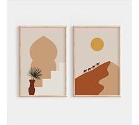 iYoucase Marocain Toile tableau Murale Art Marrakech Sahara Désert Chameau Affiche Toile tableau Haletant Islamique Architecture Murale Tableaux Boho Decoration 40x60cmx2 Sans Cadre