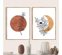 iYoucase Terre Cuite Soleil Et Lune Affiches Et Gravures Boho Murale Art Abstrait Toile tableau Peinture Nordique Murale Tableaux Pour Salon Enfants Chambre Decoration 30x50cmx2 Sans Cadre