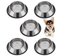 Iyowei 5PCS Gamelle en Acier Inoxydable pour Chien, Gamelle pour Chien et Chat de Base Antidérapant, Lot de 5(15.6 * 3.5cm)