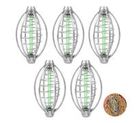 Iyowei Lot de 5 supports de cage à appâts avec lanceur, accessoire de pêche à la ligne pour mangeoire à la carpe, 6 × 3,5 cm