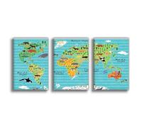 IYQTAGGH Impression sur toile éducative Atlas d'animaux - Décoration murale pour salon, chambre à coucher - 30 x 45 cm