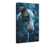 IYQTAGGH Impression sur toile Motif Bull Terrier des mers profondes 20 x 30 cm
