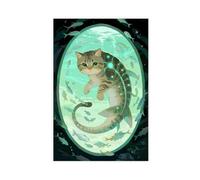 IYQTAGGH Impression sur toile représentant un chat écossais dans un miroir - Décoration murale pour salon, chambre à coucher - 40 x 60 cm
