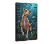 IYQTAGGH Poster sur toile Bull Terrier Natation (2) pour décoration de chambre à coucher, bureau, chambre, cadeau 20 x 30 cm