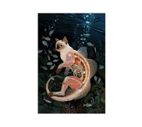 IYQTAGGH Poster sur toile représentant un chat siamois des mers profondes (1) - Décoration de chambre à coucher, bureau, chambre - Cadeau idéal - 40 x 60 cm