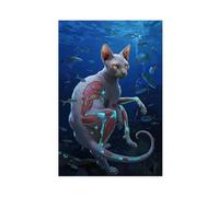 IYQTAGGH Poster sur toile représentant un chat sphynx des mers profondes (3) - Décoration murale pour salon, chambre à coucher - 50 x 75 cm