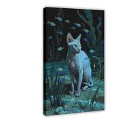 IYQTAGGH Poster sur toile représentant un chat sphynx des mers profondes - Décoration murale pour salon, chambre à coucher - 20 x 30 cm