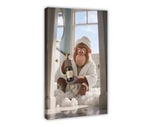 IYQTAGGH Poster sur toile représentant un singe qui se baigne dans la salle de bain (1) - Décoration pour chambre à coucher, bureau, chambre, cadeau (50 x 75 cm)