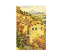 IYTAFGYT Impression aquarelle du village des montagnes taliennes sur toile 50 x 75 cm