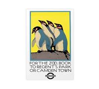 IYTAFGYT Impression sur toile vintage Pingouins, Zoo de Londres Décoration de chambre à coucher Cadeau 50 x 75 cm