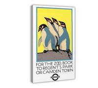 IYTAFGYT Impression sur toile vintage Pingouins, Zoo de Londres Décoration de chambre à coucher Cadeau 20 x 30 cm