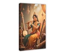 IYTAFGYT Poster sur toile de la sagesse hindoue jouant de la vina, décoration de chambre à coucher, cadeau 30 x 45 cm