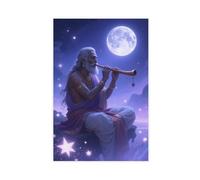 IYTAFGYT Poster sur toile de la sagesse hindoue jouant de la vine au clair de lune - Décoration de chambre à coucher - 30 x 45 cm