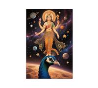 IYTAFGYT Poster sur toile Hindouisme Lakshmi paon cosmique pour décoration de chambre à coucher, cadeau 50 x 75 cm