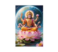 IYTAFGYT Poster sur toile Lord Hanuman de l'Hindouisme Lotus Universe - 50 x 75 cm