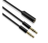 iYueMps 1.5m Splitter Audio Jack Double 3.5mm Mâle vers 2 Femelle Câble Répartiteur Y Compatible avec Ordinateur PC Tablette Haut Parleur Enceinte Casque - Noir