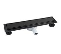 iYueMps Caniveau Douche Italienne Noir 60 cm, 2 en 1 Caniveau de Douche Extra Plate,Acier INOX, Avec 359° Siphon, Bloqueur D'odeurs et Filtre à Cheveux,Drainage Rapide