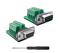 iYueMps Connecteur DB9 Mâle + Femelle Adaptateur DB9 Bornier RS232 D-SUB Série vers Bloc de Port Module sans Soudure avec Coussin Isolant - 1 Paire
